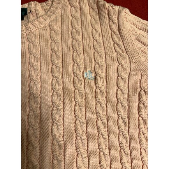 Ralph Lauren Womens Old Money Logo Sweater Size XL Pink Soft Girl Tennis Prep - Picture 7 of 10